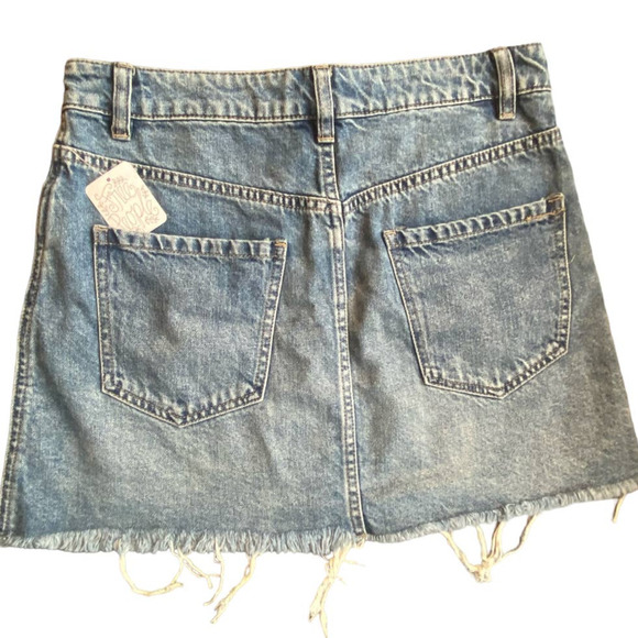 NWT FP We The Free Zip Front Blue Denim Mini Skirt - Picture 3 of 10